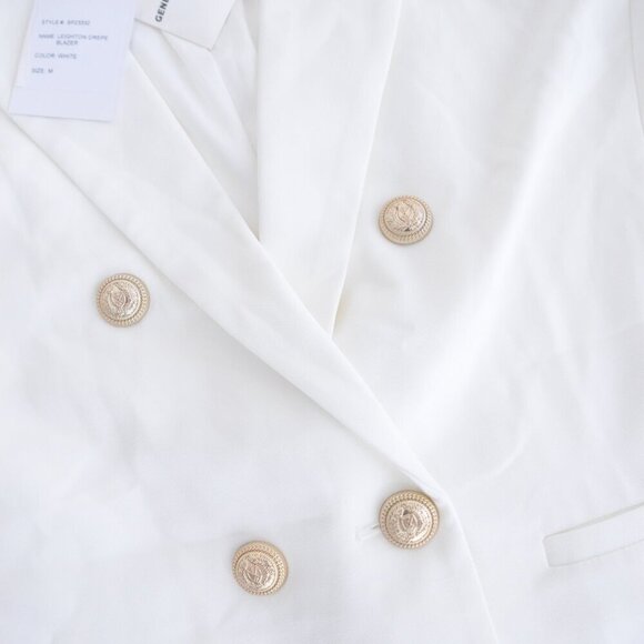 Generation Love New York Leighton Crepe White Double Breasted Button Blazer M - Picture 13 of 15
